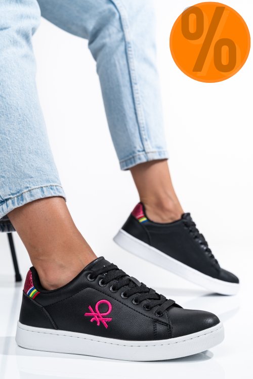 Beneton, pantofi sport black fuchsia btw314000