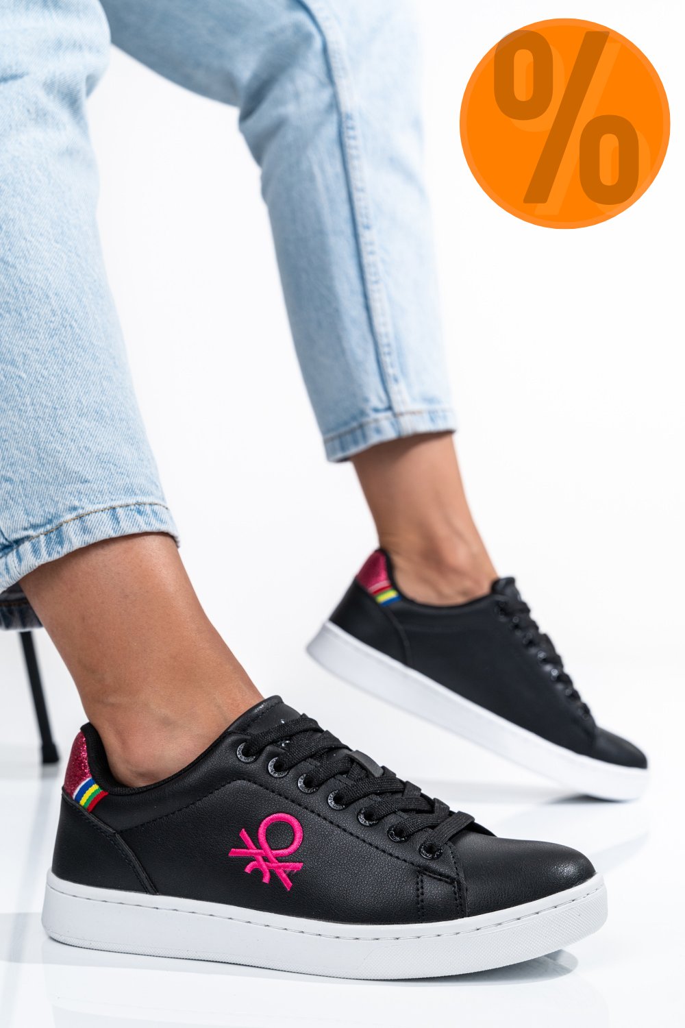 BENETON, PANTOFI SPORT BLACK FUCHSIA BTW314000