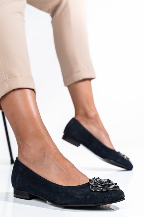 Pantofi bleumarin piele naturala intoarsa 2s7756br
