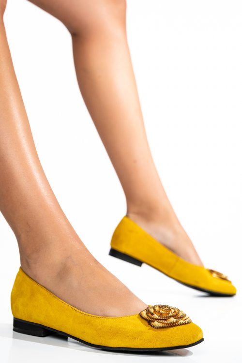 Pantofi galbeni piele naturala intoarsa 2s7756br