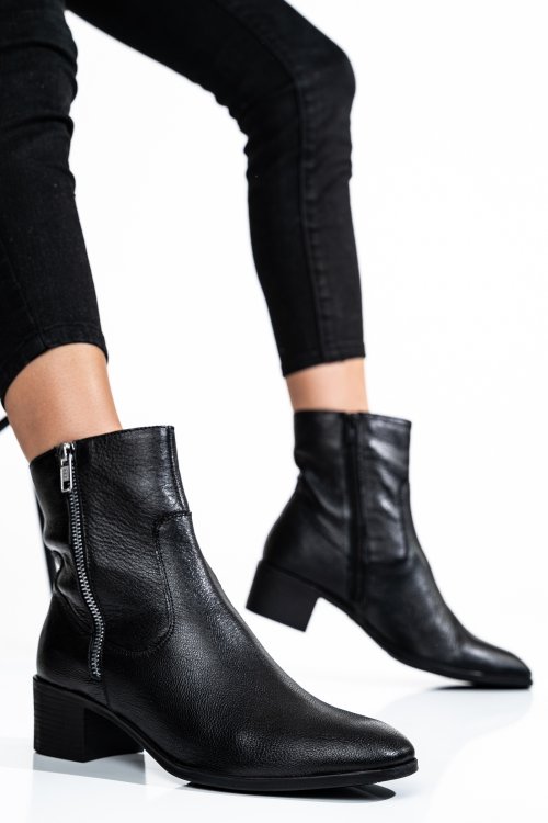 Ghete dama de iarna piele naturala negre toc mic 7s77843