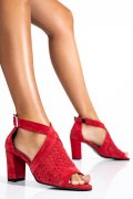 SANDALE ROSII PIELE NATURALA INTOARSA 1S77790