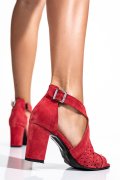 SANDALE ROSII PIELE NATURALA INTOARSA 1S77790
