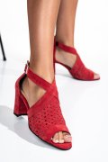 SANDALE ROSII PIELE NATURALA INTOARSA 1S77790