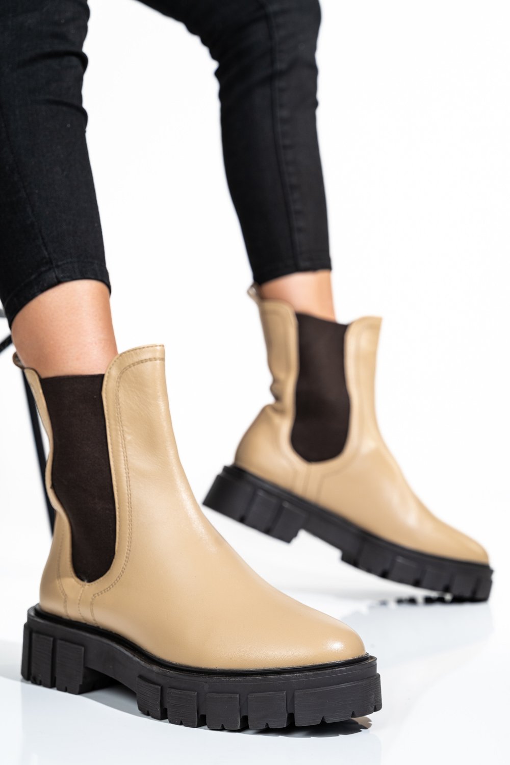 GHETE DAMA DE IARNA PIELE NATURALA BEJ 8S77568