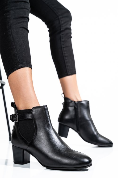 Ghete dama piele naturala negre toc mic 8s77788