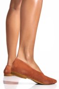 PANTOFI PORTOCALII PIELE NATURALA INTOARSA 1S77467P