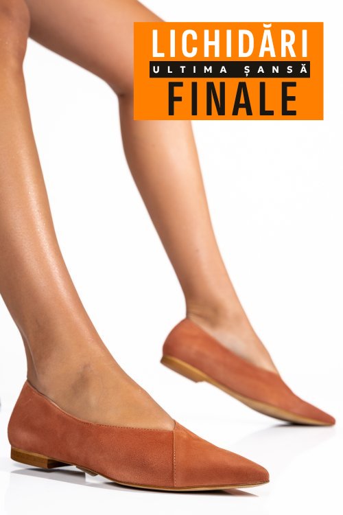 Pantofi portocalii piele naturala intoarsa 1s77467p