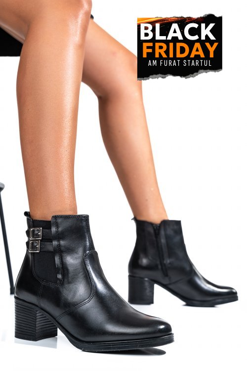 Botine dama piele naturala negre ws77h70h11