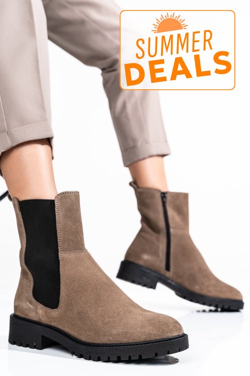 Ghete femei piele naturala intoarsa taupe 2s77ns0011301