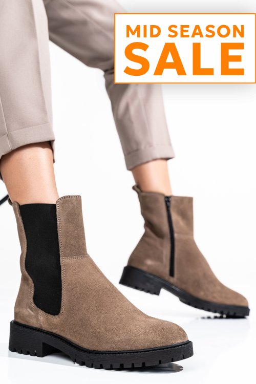 Ghete femei piele naturala intoarsa taupe 2s77ns0011301