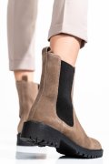 GHETE FEMEI PIELE NATURALA INTOARSA TAUPE 2S77NS0011301