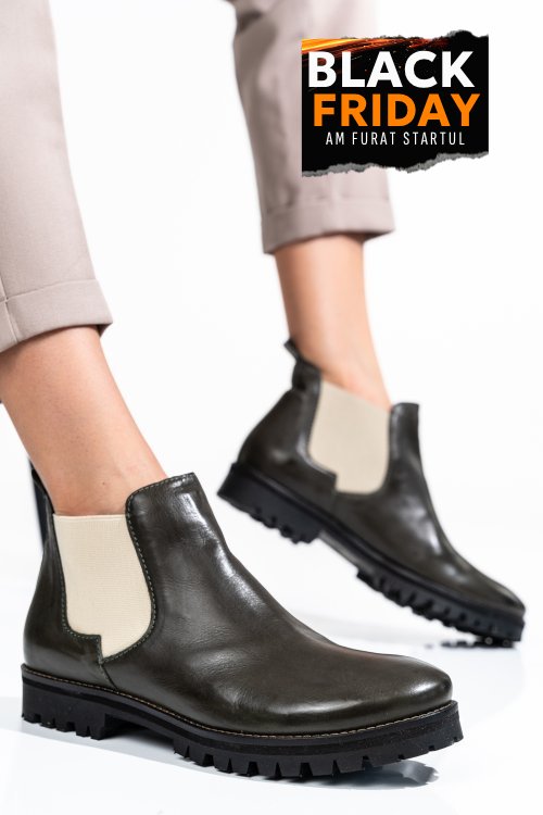 Ghete femei piele naturala olive 46-673-130