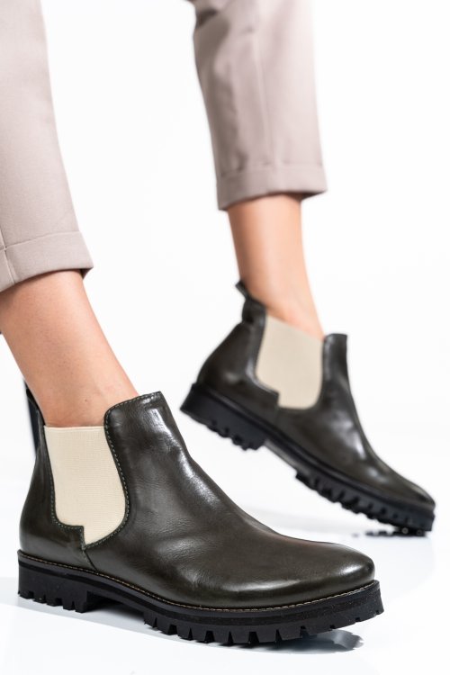 Ghete femei piele naturala olive 46-673-130