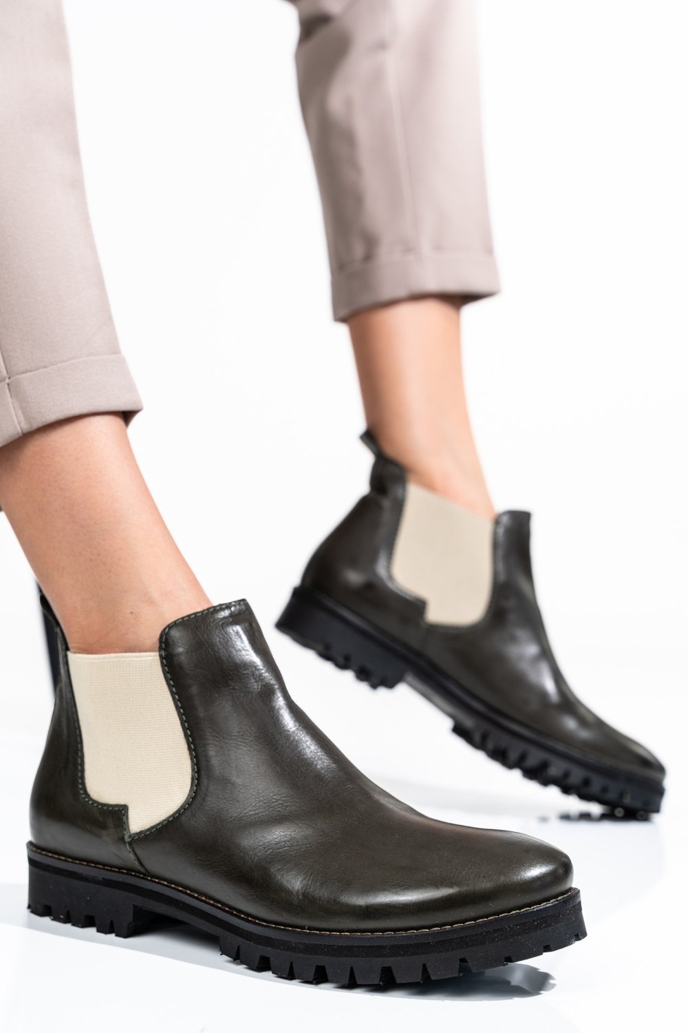 GHETE FEMEI PIELE NATURALA OLIVE 46-673-130