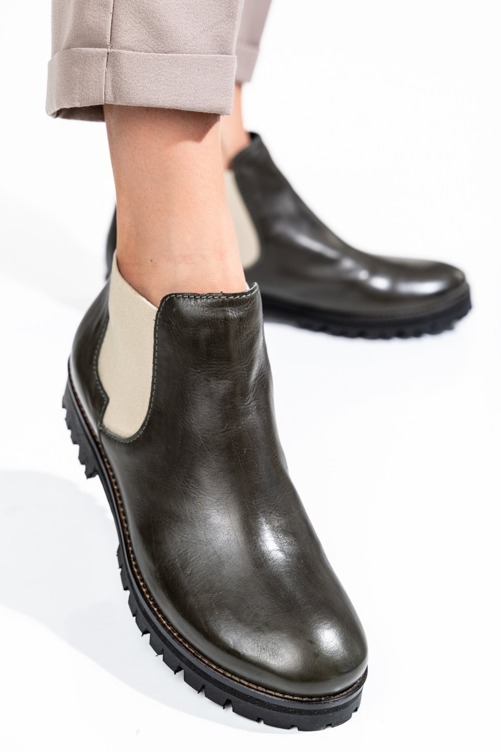 GHETE FEMEI PIELE NATURALA OLIVE 46-673-130