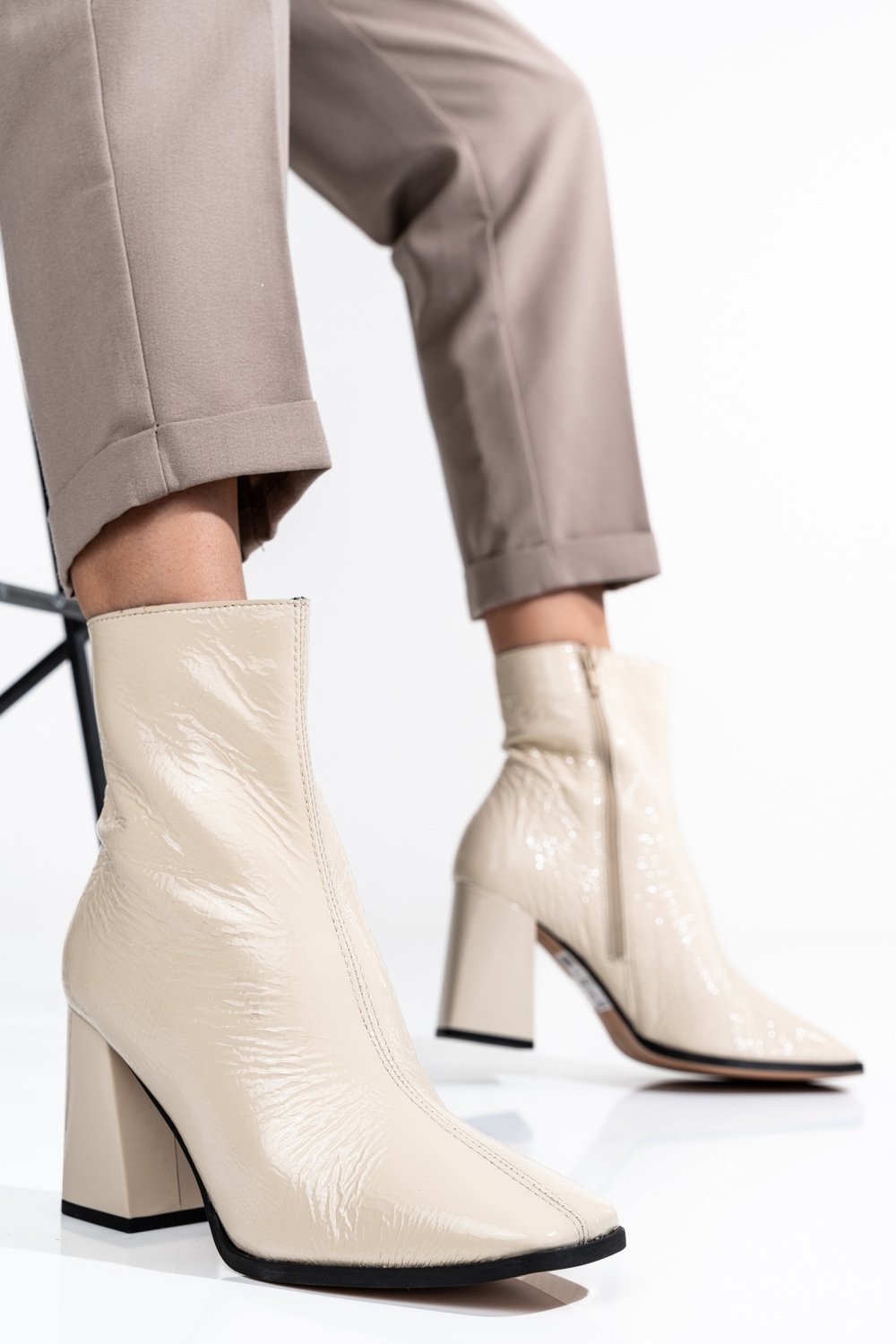 BOTINE DAMA PIELE NATURALA BEJ CU TOC 192615