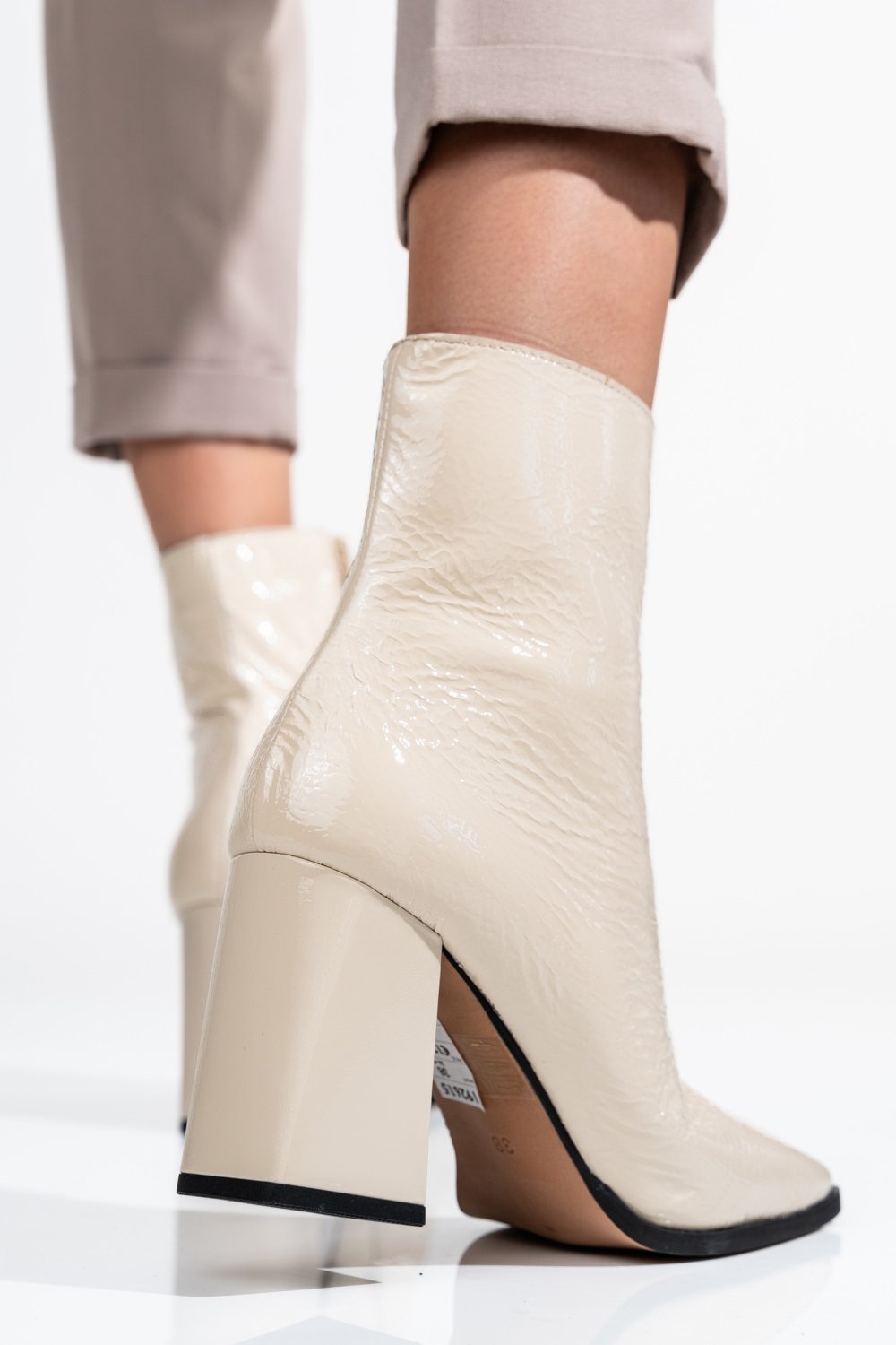 BOTINE DAMA PIELE NATURALA BEJ CU TOC 192615