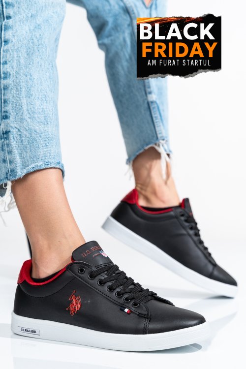 U.s. polo assn, pantofi sport black-red franco-gsn