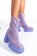 BOTINE FEMEI PIELE NATURALA INTOARSA MOV  OB1591365
