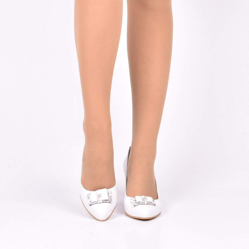 PANTOFI ALB FLORAL PIELE NATURALA IONY