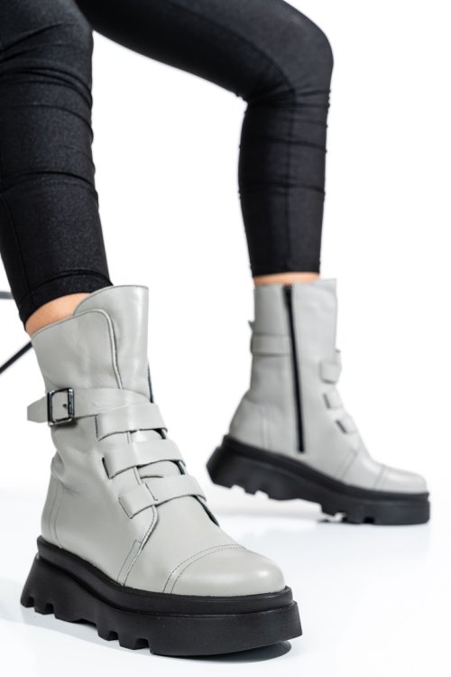 Ghete dama piele naturala gri 2s7722866np