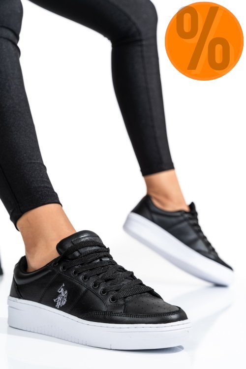 U.s. polo assn, pantofi sport black piele naturala vasilyy
