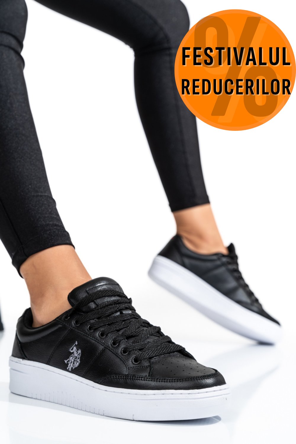 U.S. POLO ASSN, PANTOFI SPORT BLACK PIELE NATURALA VASILYY