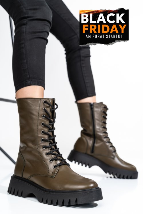 Ghete dama piele naturala khaki 2s7732-052np