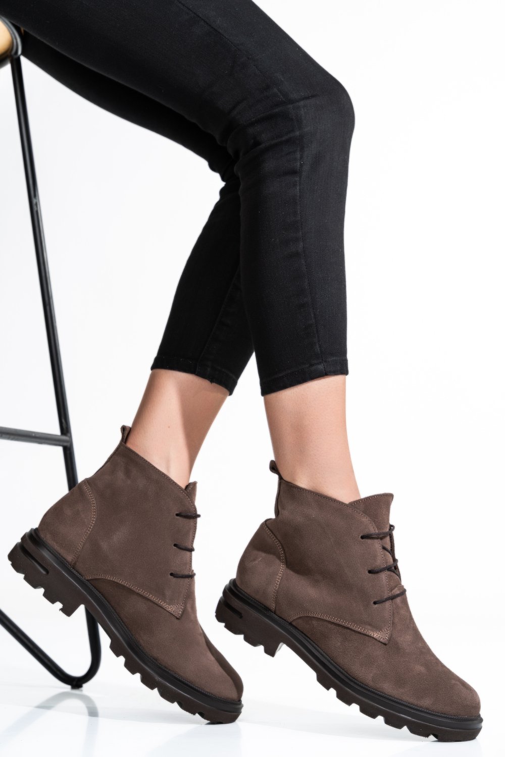 GHETE DAMA PIELE NATURALA INTOARSA TAUPE 2S7732-004SP