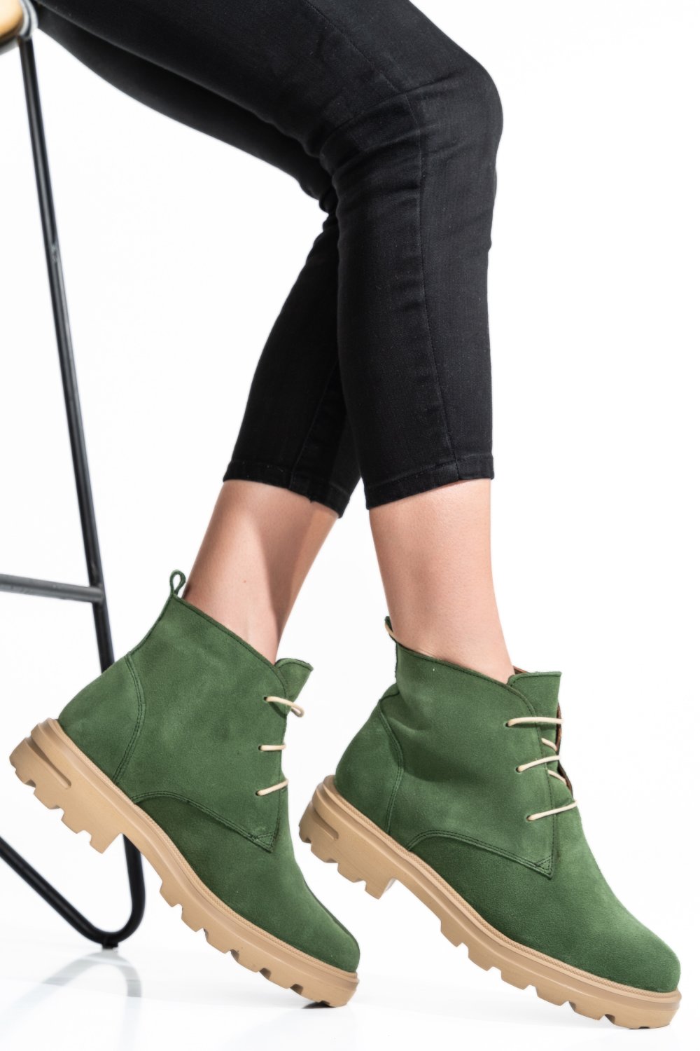 GHETE DAMA PIELE NATURALA INTOARSA KHAKI 2S7732-004SP