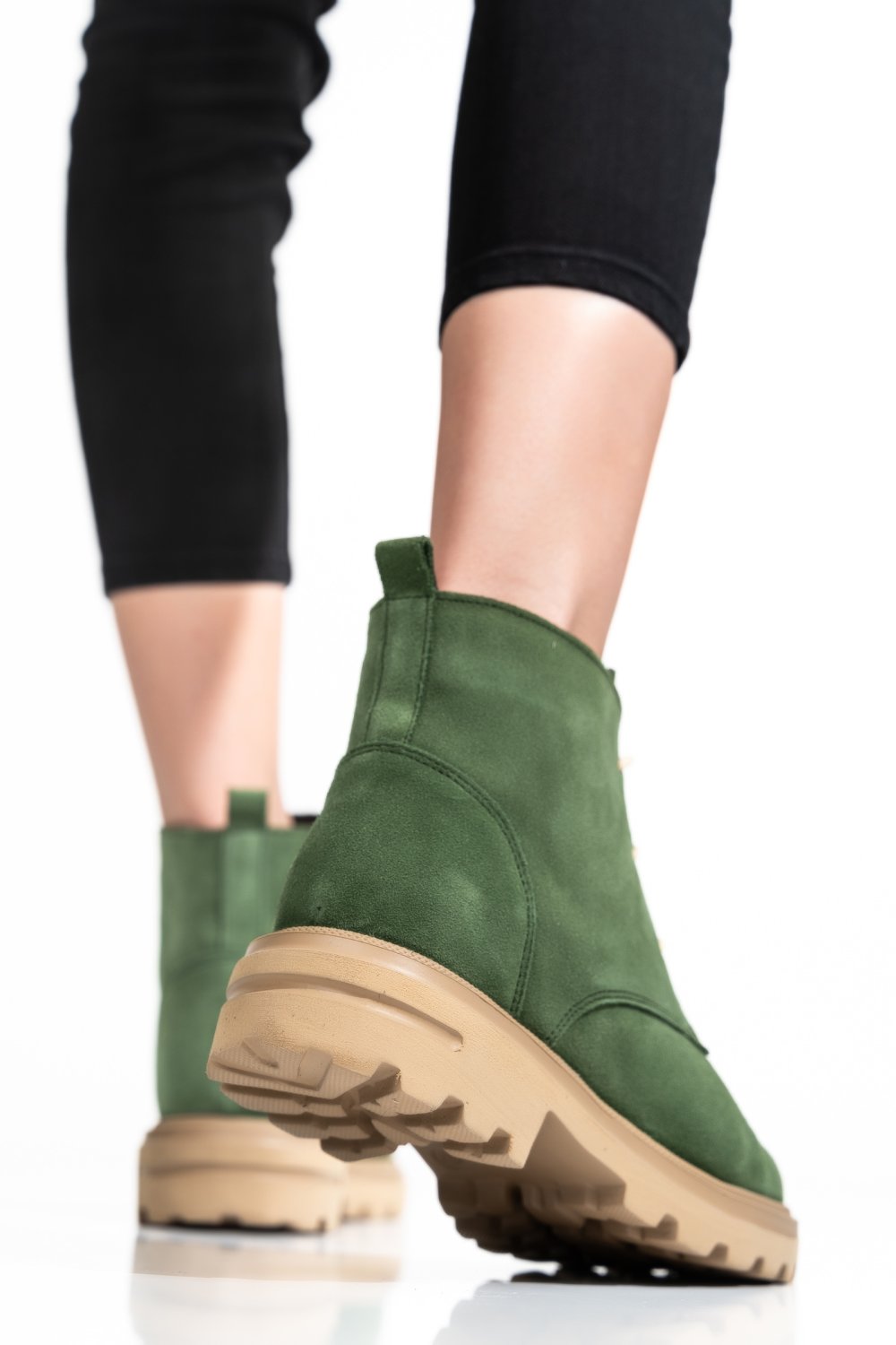 GHETE DAMA PIELE NATURALA INTOARSA KHAKI 2S7732-004SP