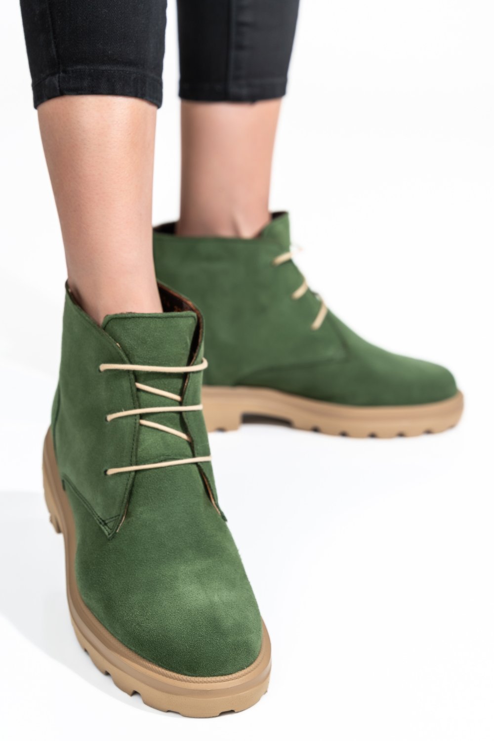 GHETE DAMA PIELE NATURALA INTOARSA KHAKI 2S7732-004SP