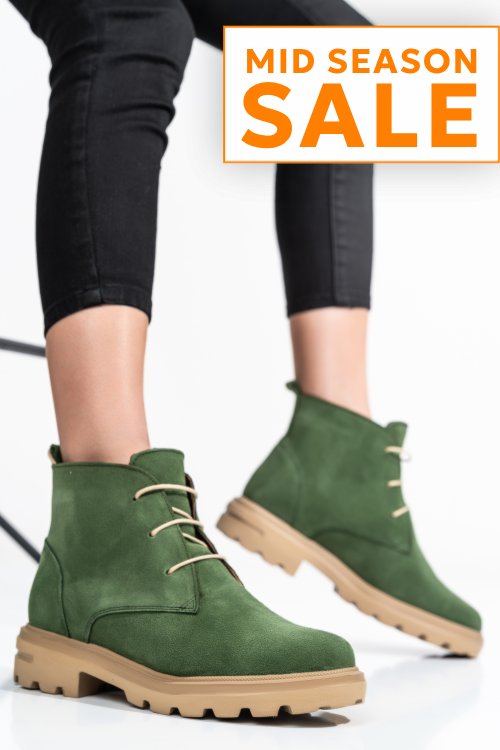 Ghete dama piele naturala intoarsa khaki 2s7732-004sp