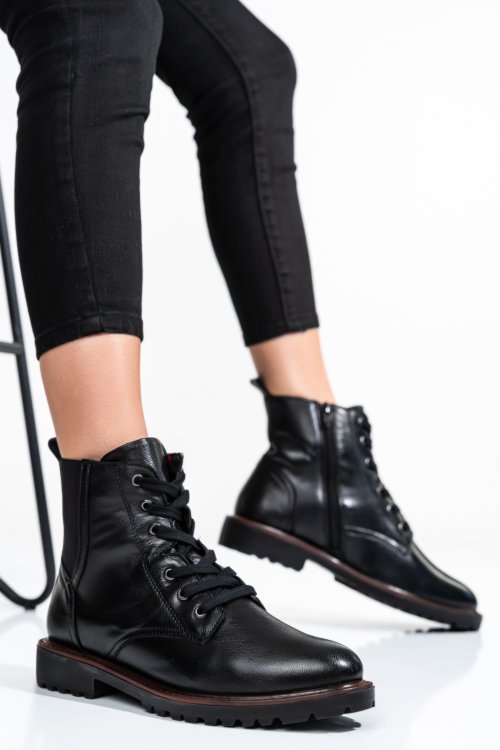 Ghete dama de iarna piele naturala negre captusite 8s77100
