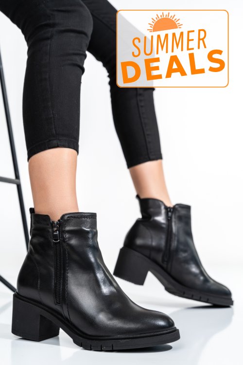 Botine femei piele naturala negre 2s7732-026np