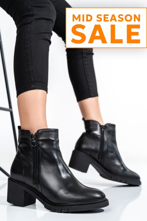 Botine femei piele naturala negre 2s7732-026np