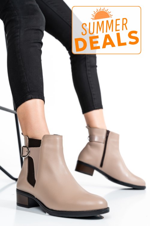 Ghete dama piele naturala bej 2s7732-008np