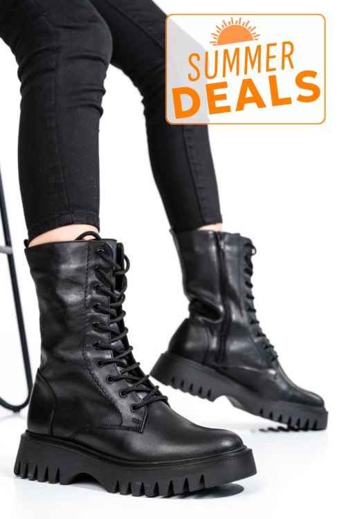 Ghete dama piele naturala negre 2s7732-052np