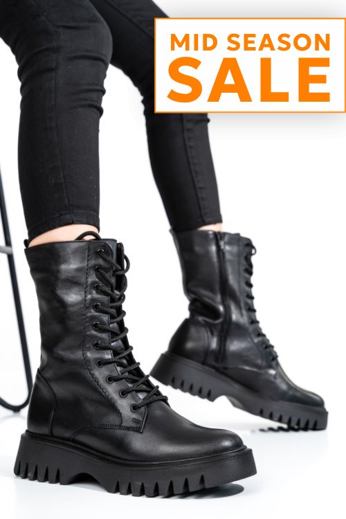Ghete dama piele naturala negre 2s7732-052np