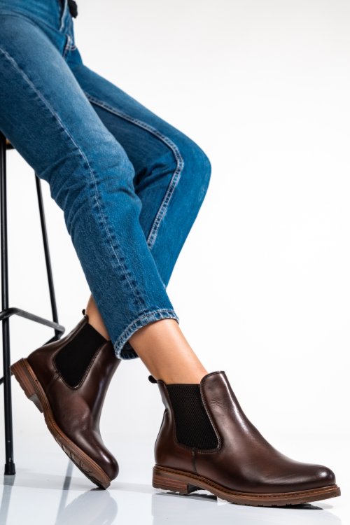 Ghete dama piele naturala maro inchis bs77elin