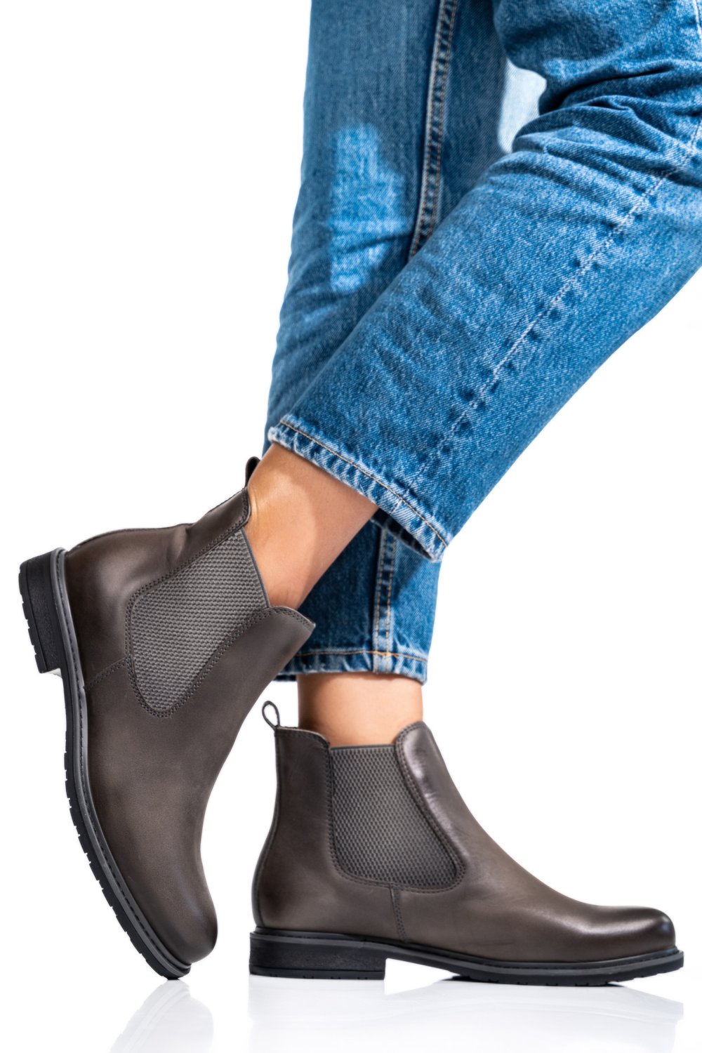 GHETE GREY BLACK DAMA PIELE NATURALA BS77ELIN