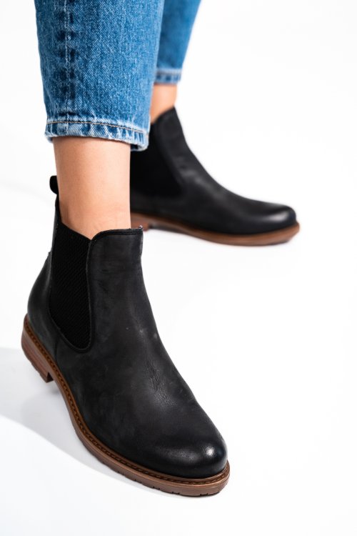 Ghete negre snk dama piele naturala bs77elin