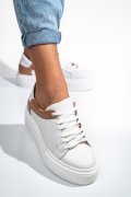 PANTOFI SPORT FEMEI PIELE NATURALA ALB NUDE 3S77000