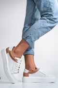 PANTOFI SPORT FEMEI PIELE NATURALA ALB NUDE 3S77000