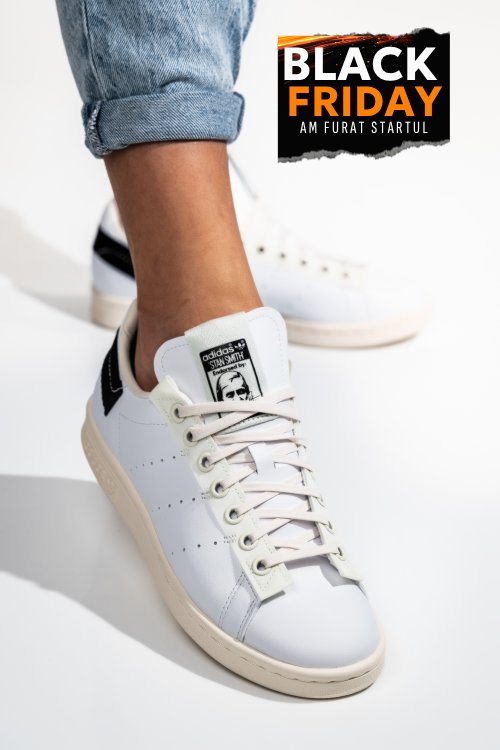 Adidas, pantofi sport white black stan smith parley