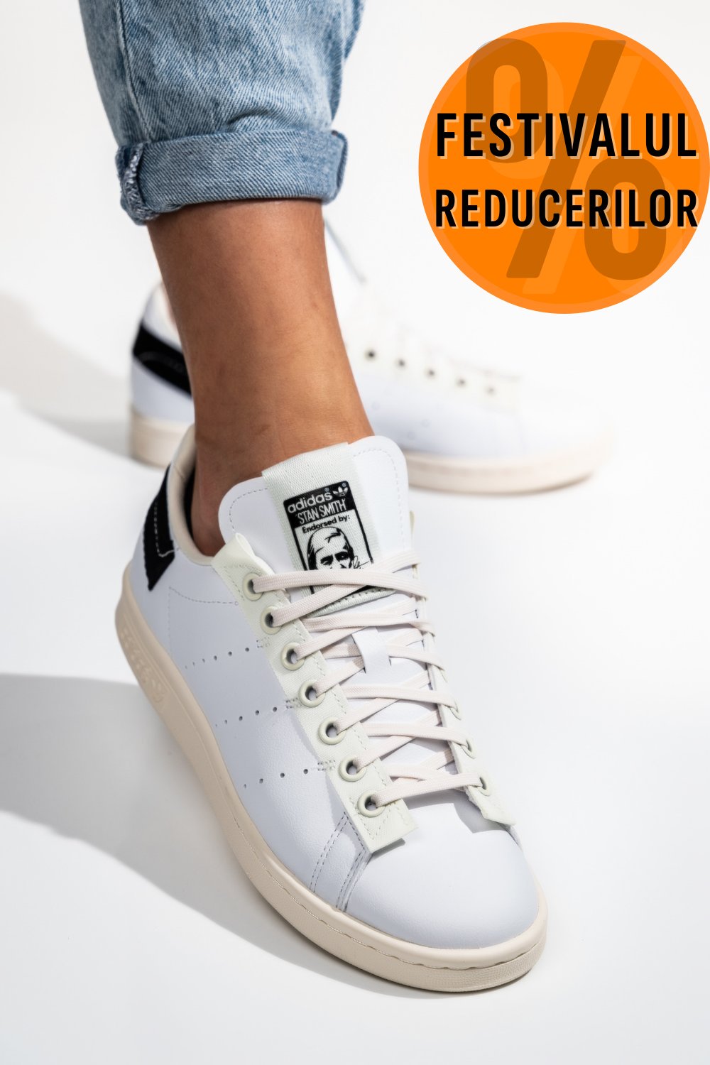 ADIDAS, PANTOFI SPORT WHITE BLACK STAN SMITH PARLEY
