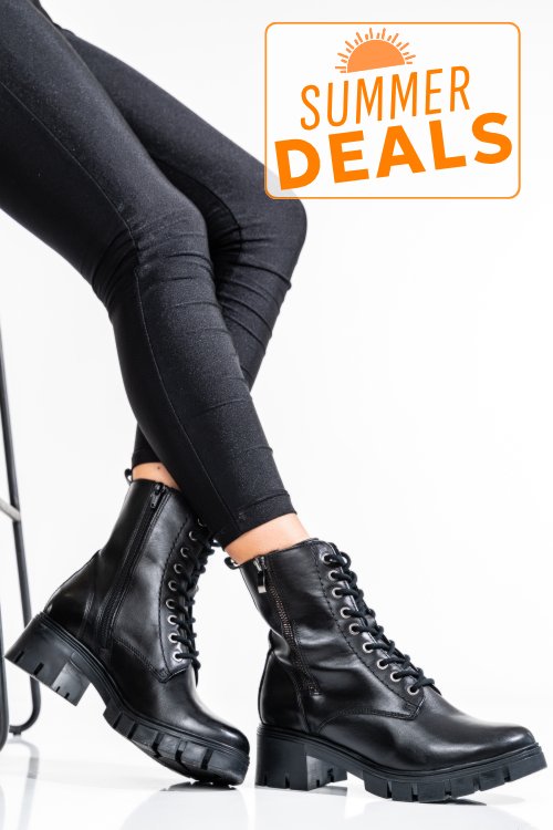 Ghete dama piele naturala negre vb083201