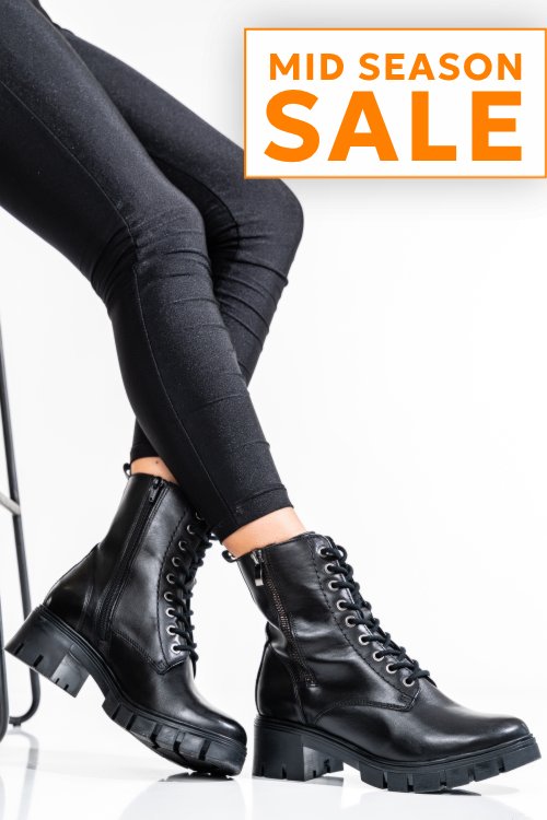 Ghete dama piele naturala negre vb083201
