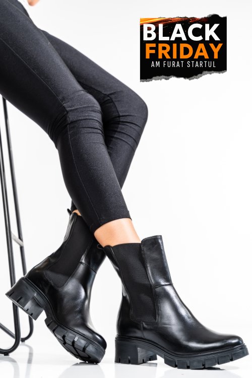 Ghete femei piele naturala negre vb083202
